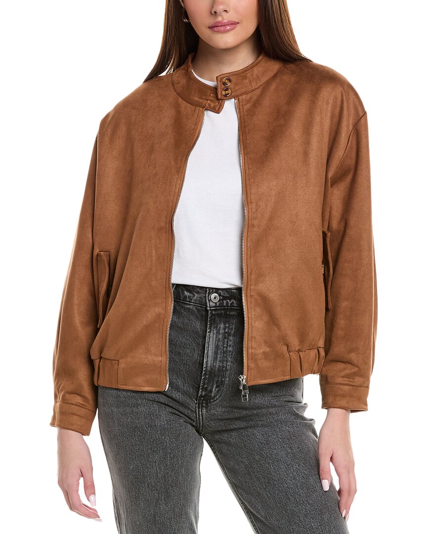 Shop Reveriee Band Collar Jacket In Brown