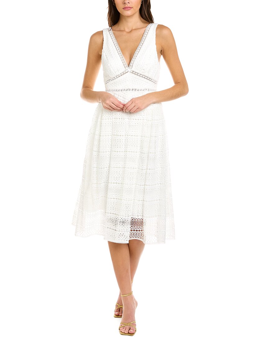 ml Monique Lhuillier Lace Midi Dress In White | ModeSens