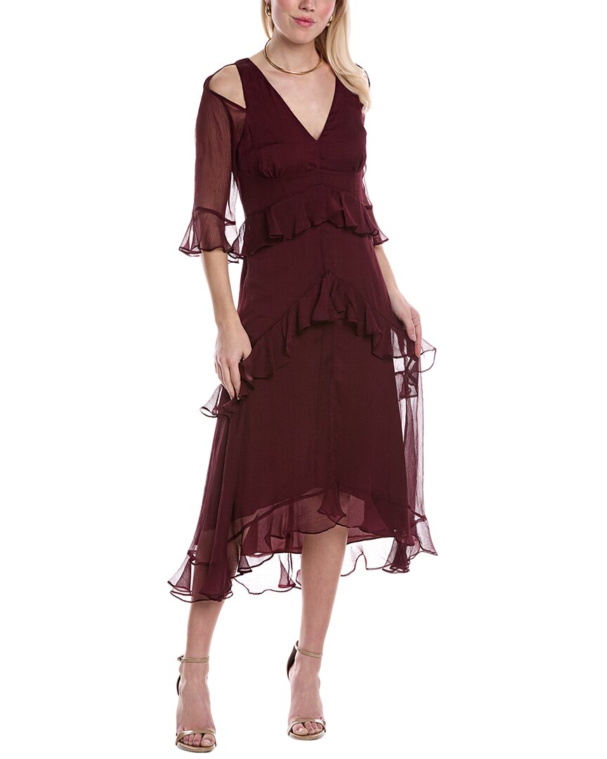 Tahari Asl Tiered Chiffon Midi Dress In Purple