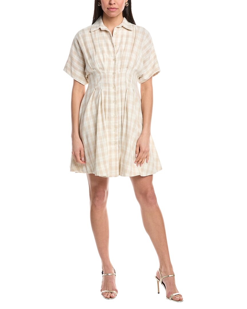Maison Tara Linen-blend Mini Dress In Tan