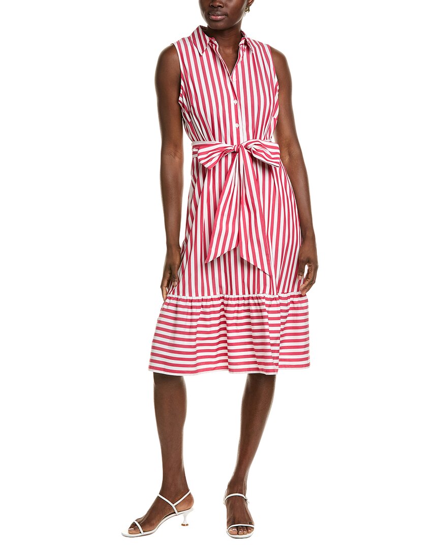 Jones New York Shannon Stripe Sleeveless Midi Shirtdress In Pink