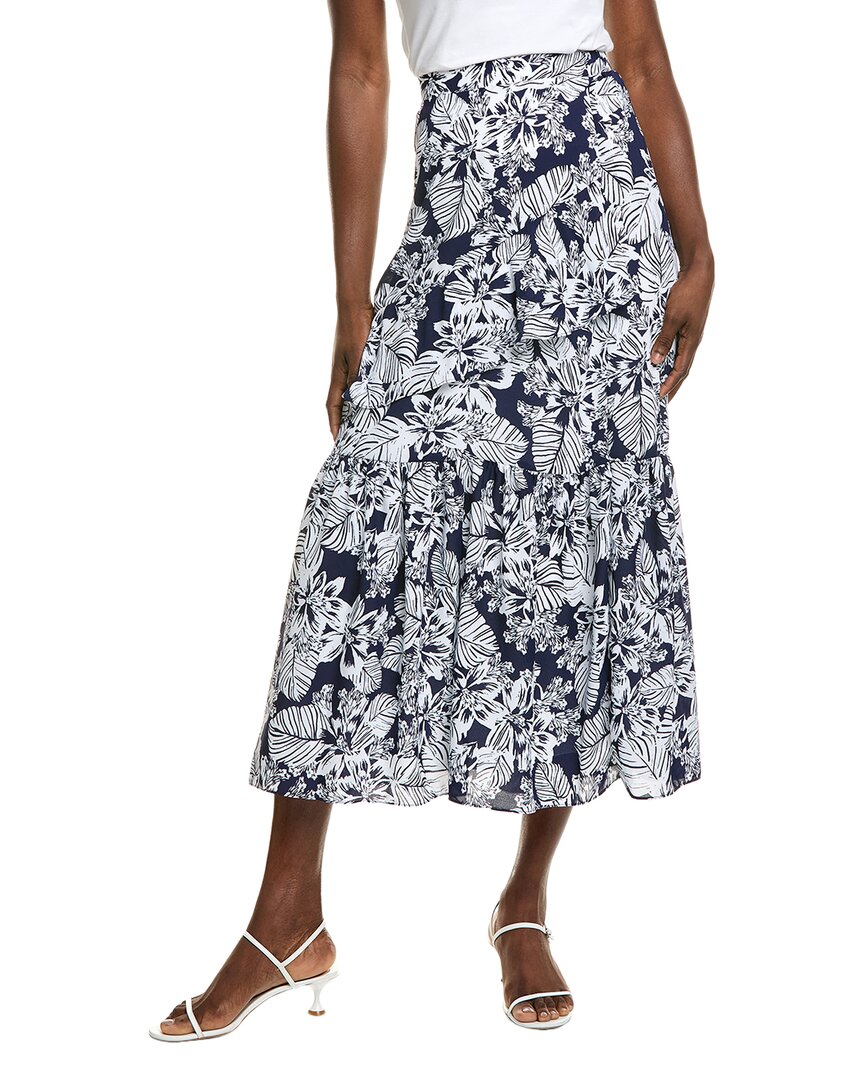 Jones New York Pull-on Ruffle Maxi Skirt In Blue