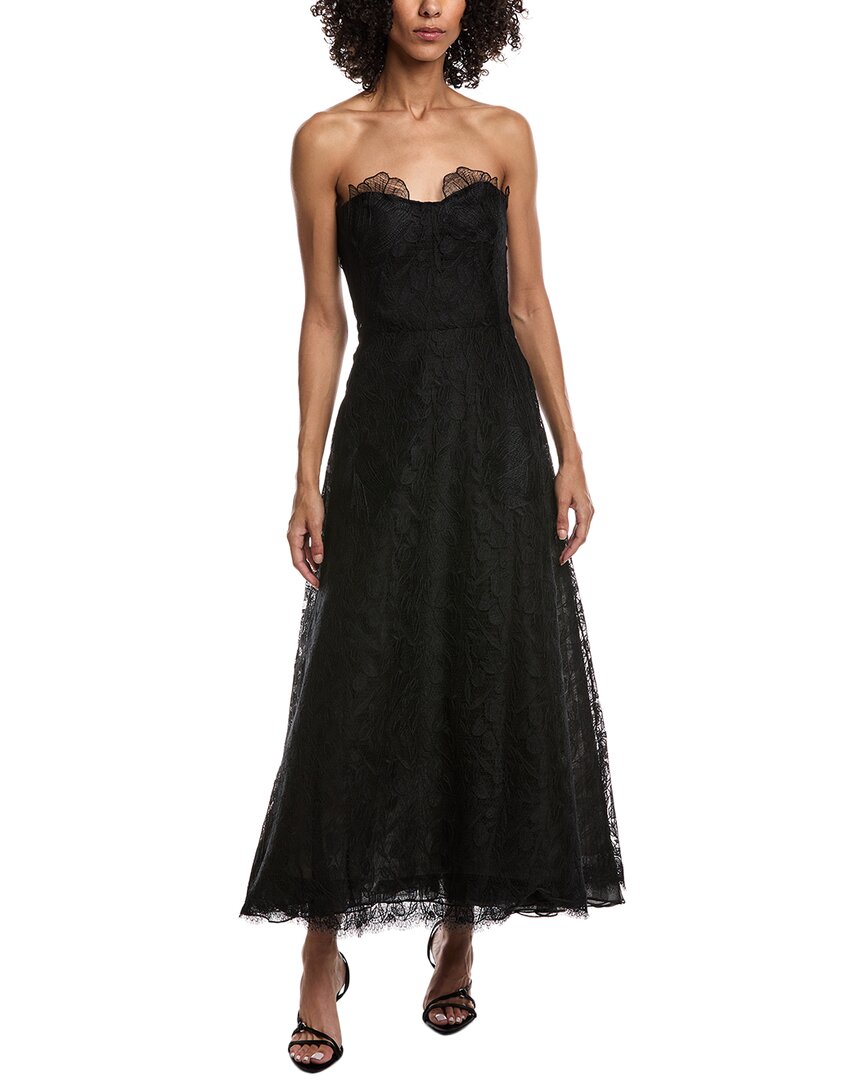 Lela Rose Tulip Lace Gown In Black