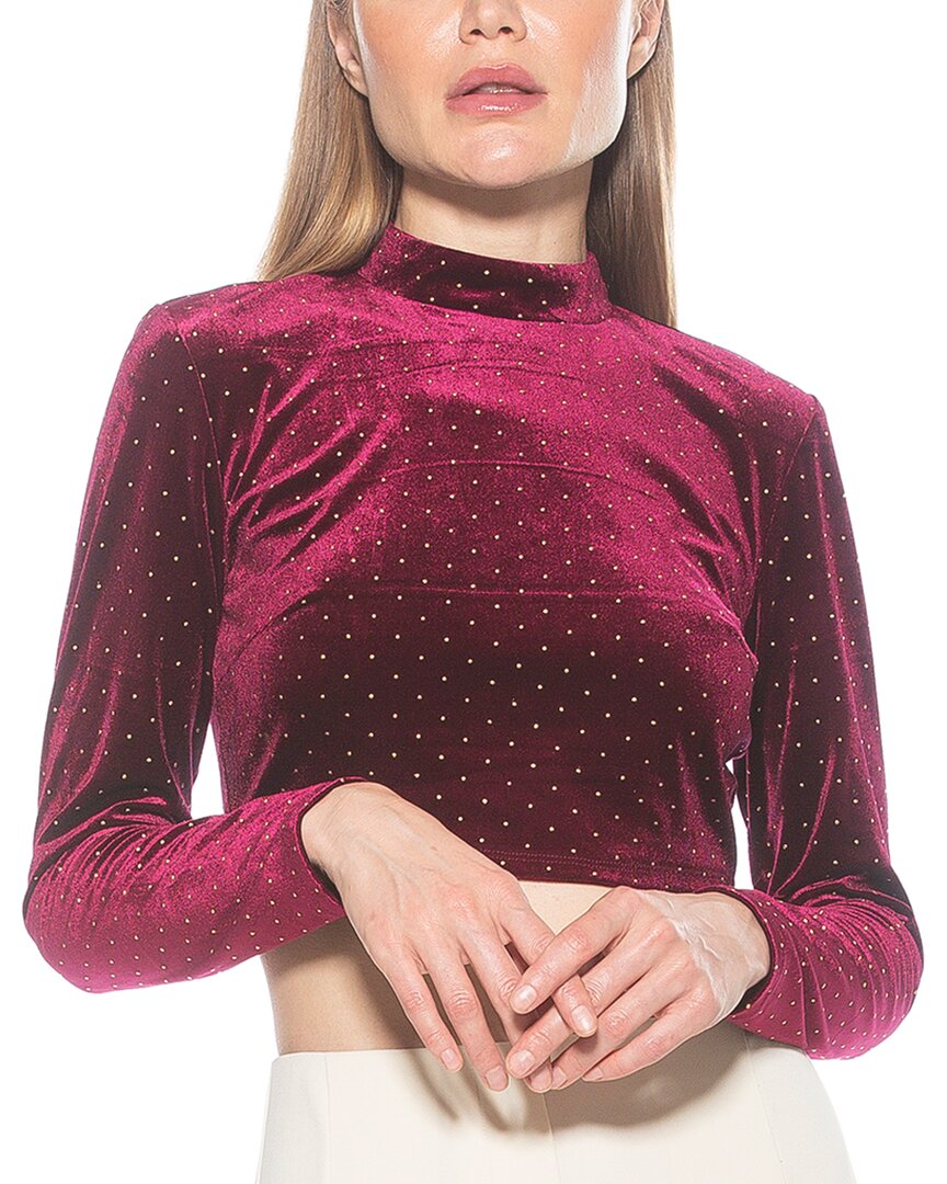 Alexia Admor Ari Long Sleeve Studded Velvet Crop Top
