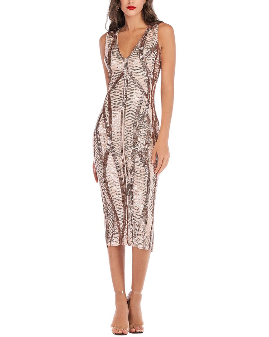 Amina Glam Midi Dress In Multi