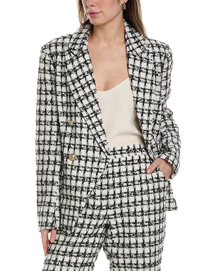 Shop Alexia Admor Classic Double-breasted Tweed Blazer In White