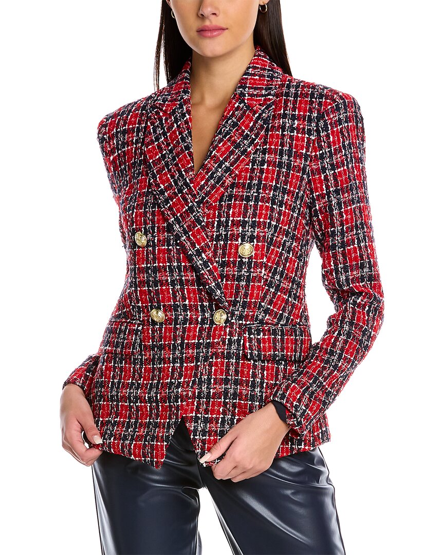 Alexia Admor Double Breasted Tweed Jacket In Red
