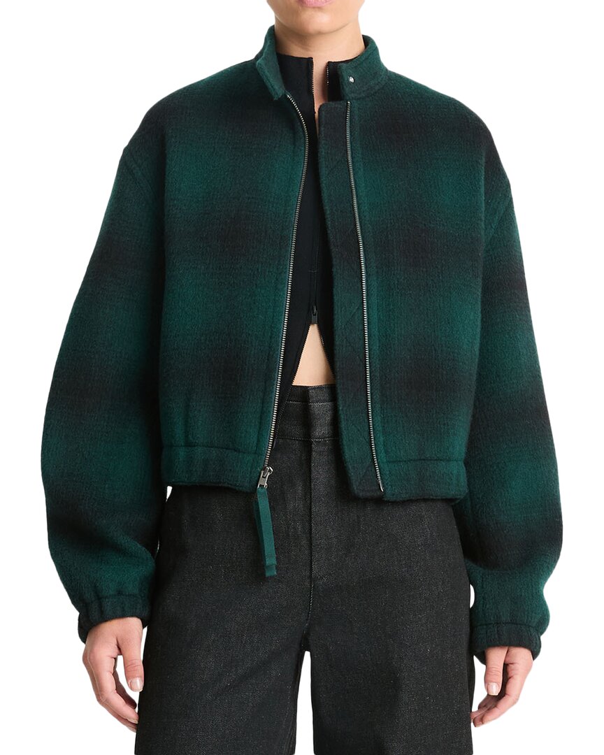 Vince Shadow Plaid Wool-blend Bomber Jacket