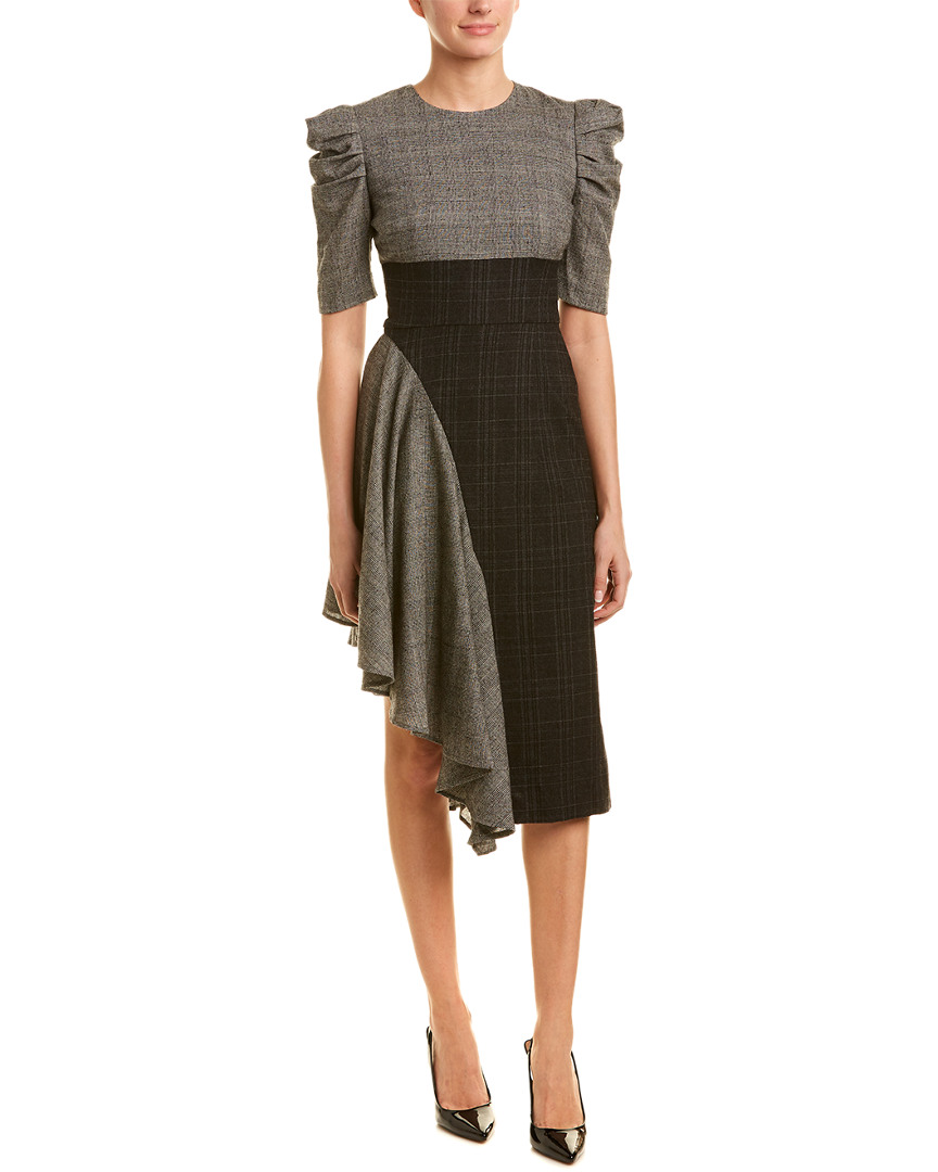 Amur Wool-Blend A-Line Dress Women's Grey 4 | eBay