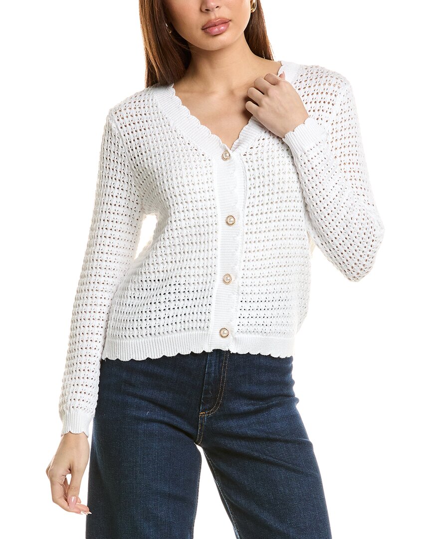 Nanette Lepore Nanette Open Knit Cardigan In White