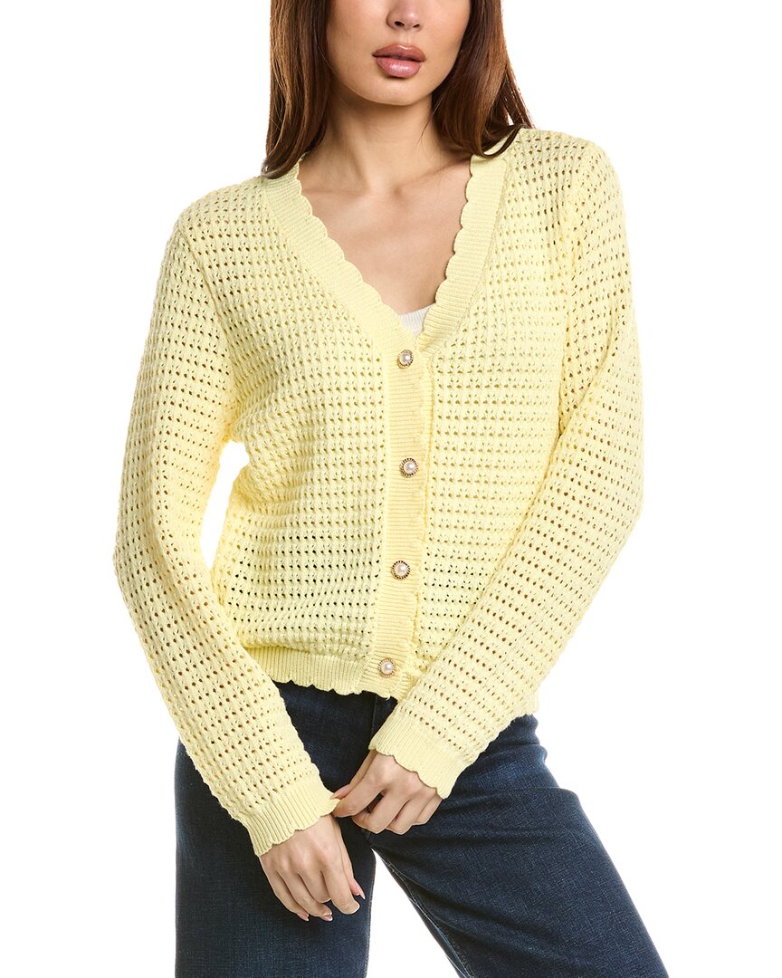 Nanette Lepore Nanette Open Knit Cardigan In Yellow