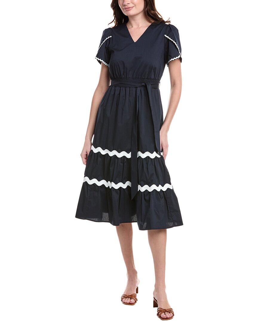 Nanette Lepore Ric Rac Midi Dress In Blue