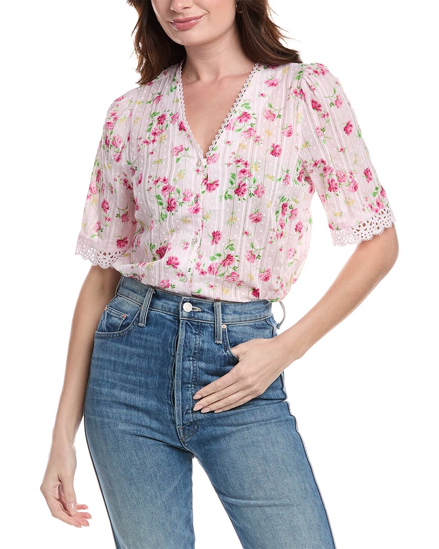Nanette Lepore Swiss Dot Blouse In Pink