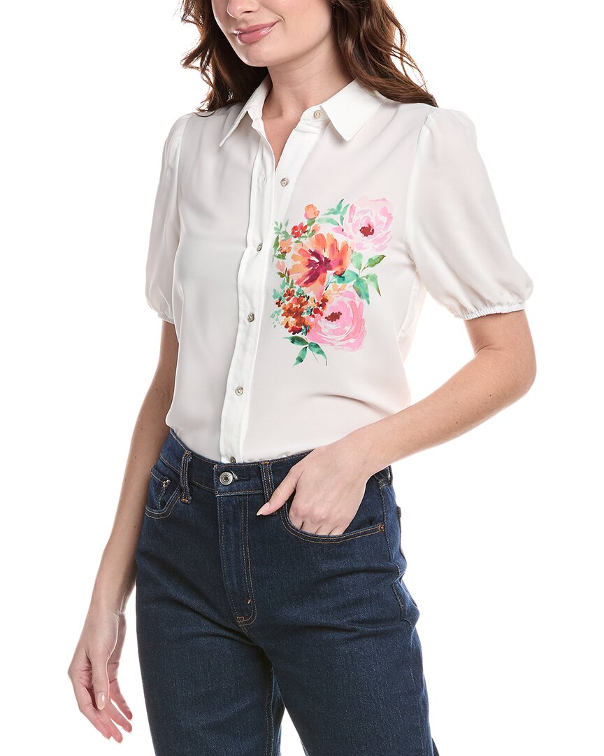 Shop Nanette Lepore Nanette  Puff Sleeve Top In White