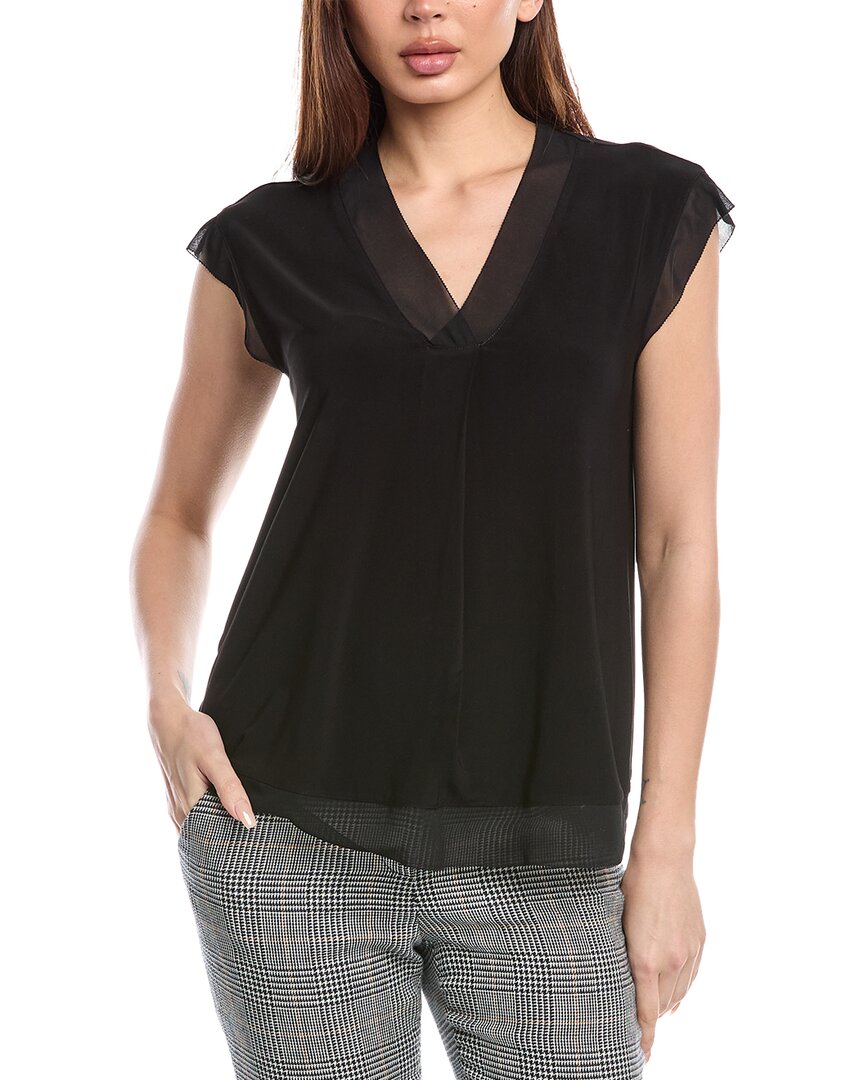 Anne Klein Extended Shoulder Mixed Media Top