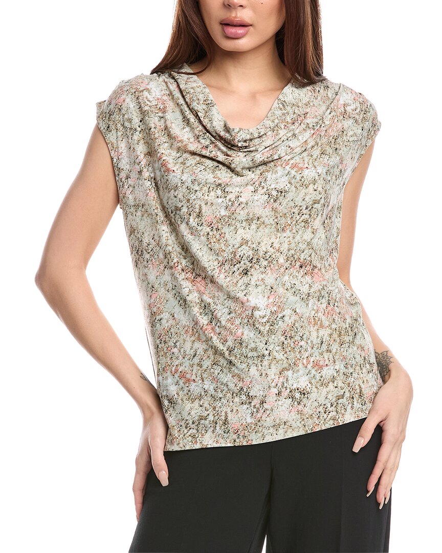 Anne Klein Cowl Neck Cap Sleeve Top In Gray