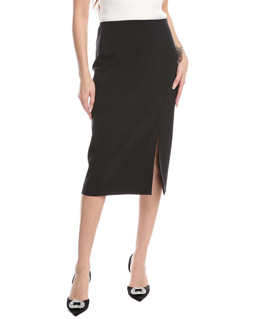 Anne Klein Pull-on Asymmetrical Seam Midi Pencil Skirt In Black