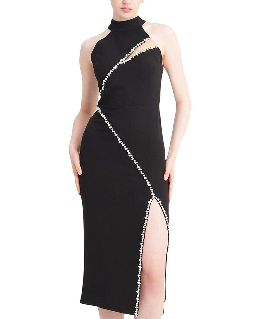 Amina Glam Midi Dress In Black