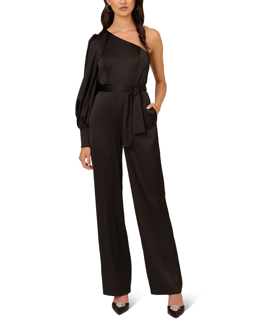 Liv Foster Satin Wide Leg Jumpsuit In Black