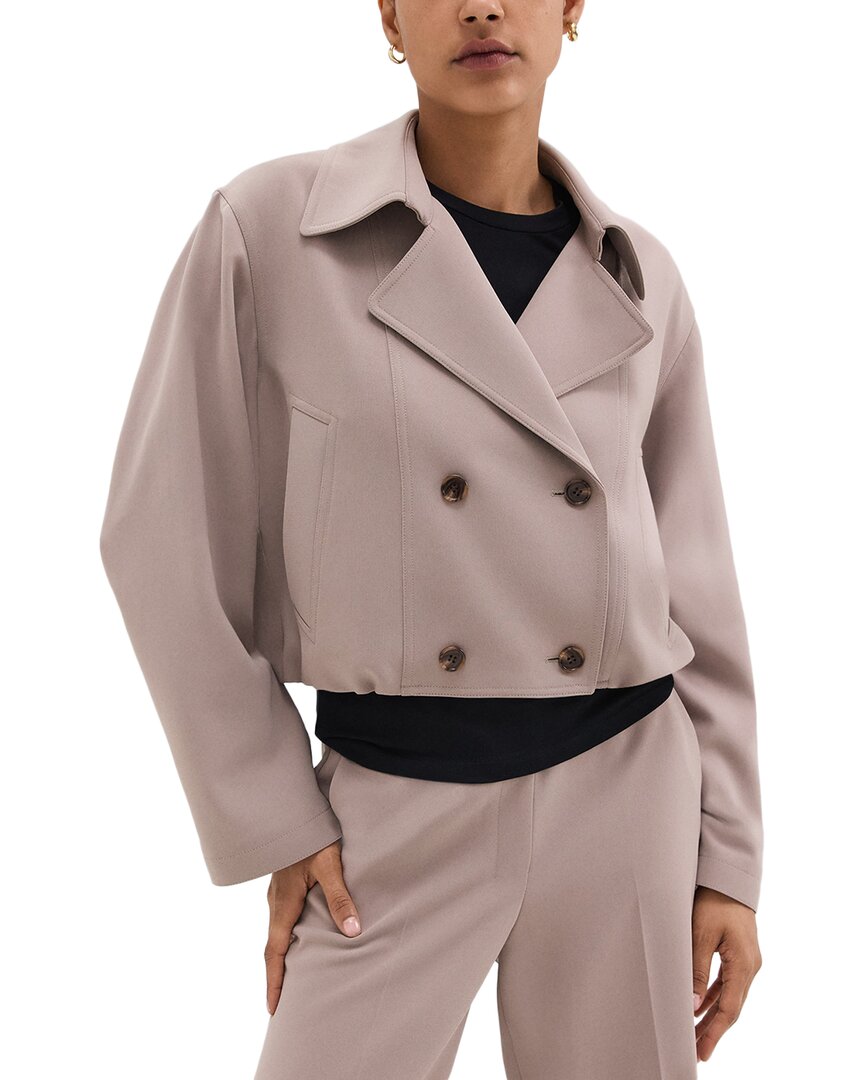 Theory Double-breasted Crop Trench In Admiral Crepe