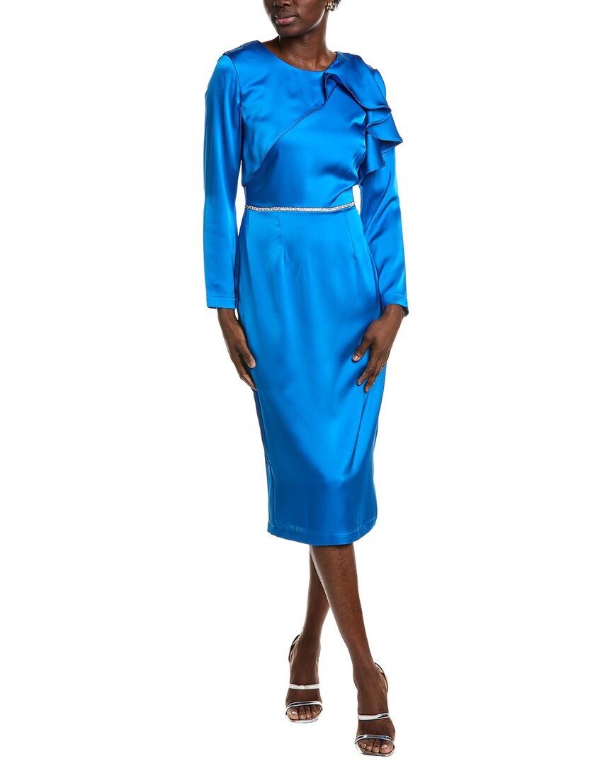 Pascale La Mode Satin Midi Dress In Blue