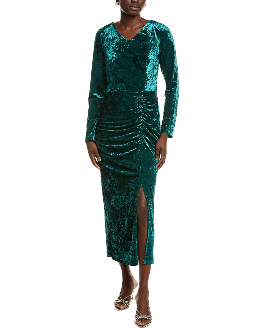 Pascale La Mode Crushed Velvet Midi Dress In Green