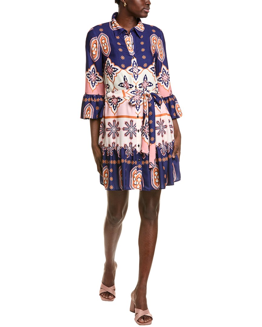 Julia Jordan Print Tie Waist Shirtdress In Multi
