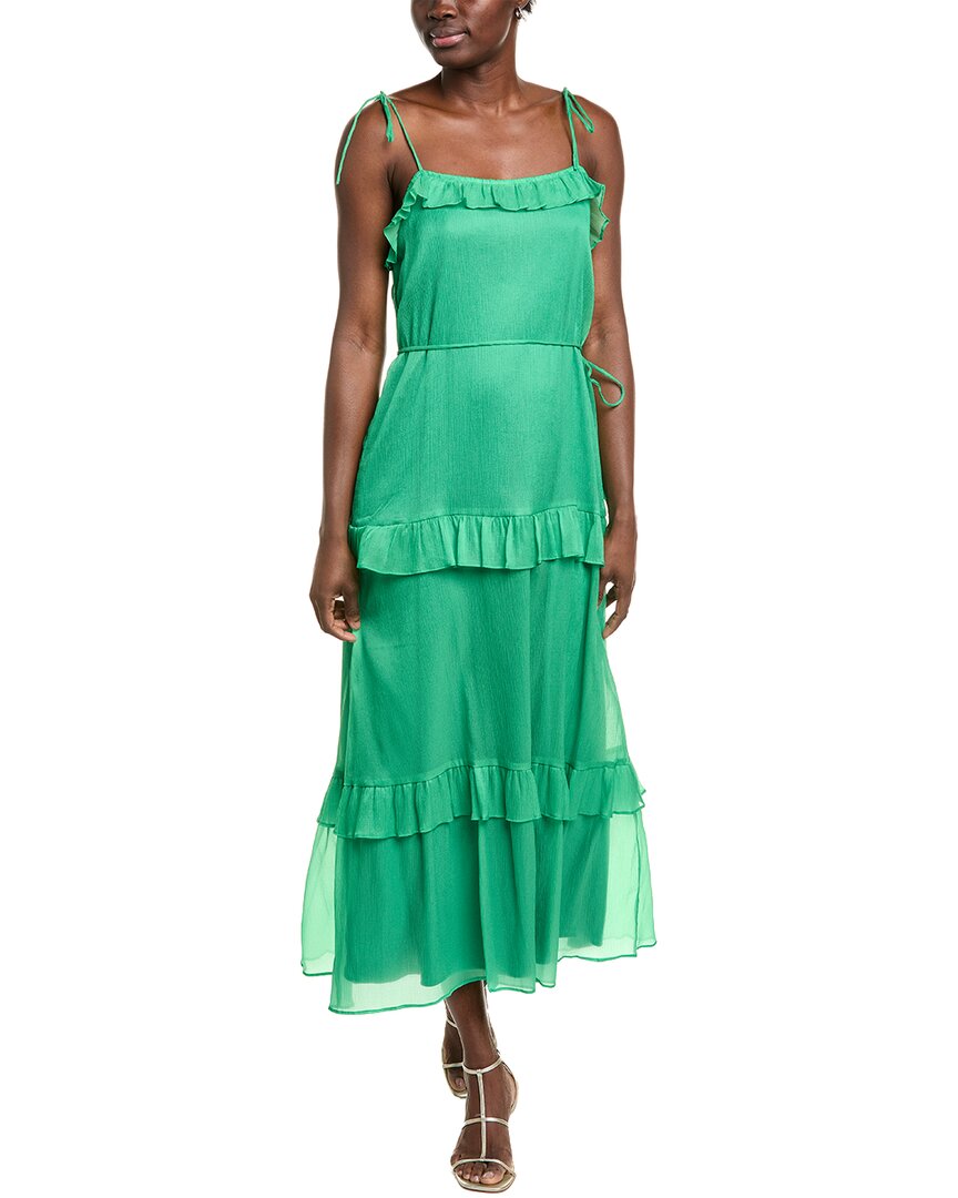 Julia Jordan Tie Strap Tiered Midi Dress In Green