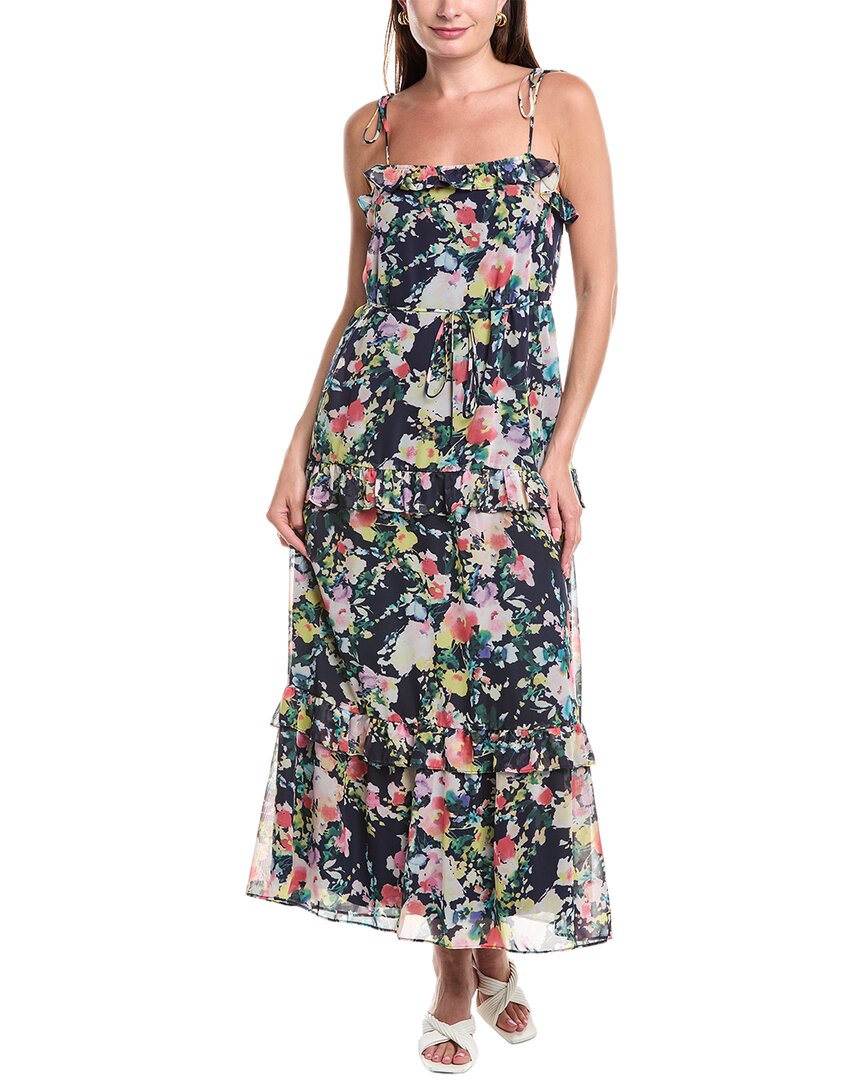 Julia Jordan Floral Print Tie Strap Midi Dress In Blue