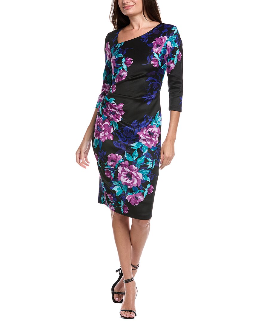 Donna Ricco Printed Techno Scuba Sheath Dress In Multi