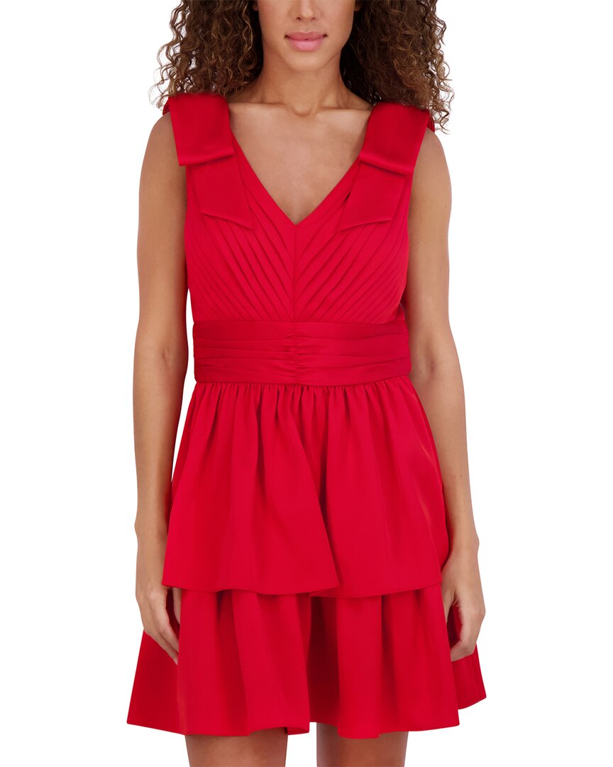 Kensie Bow Shoulder Sleeveless Satin Minidress