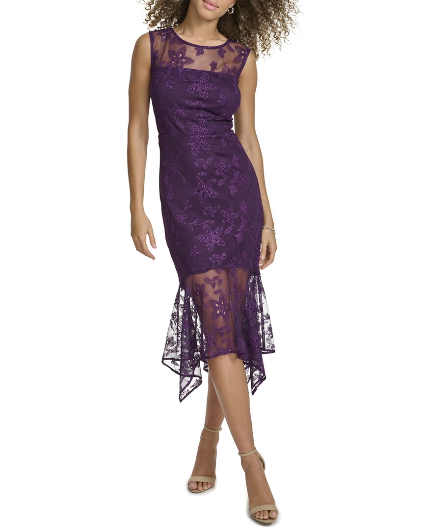Kensie Embroidered Mesh Sleeveless Dress