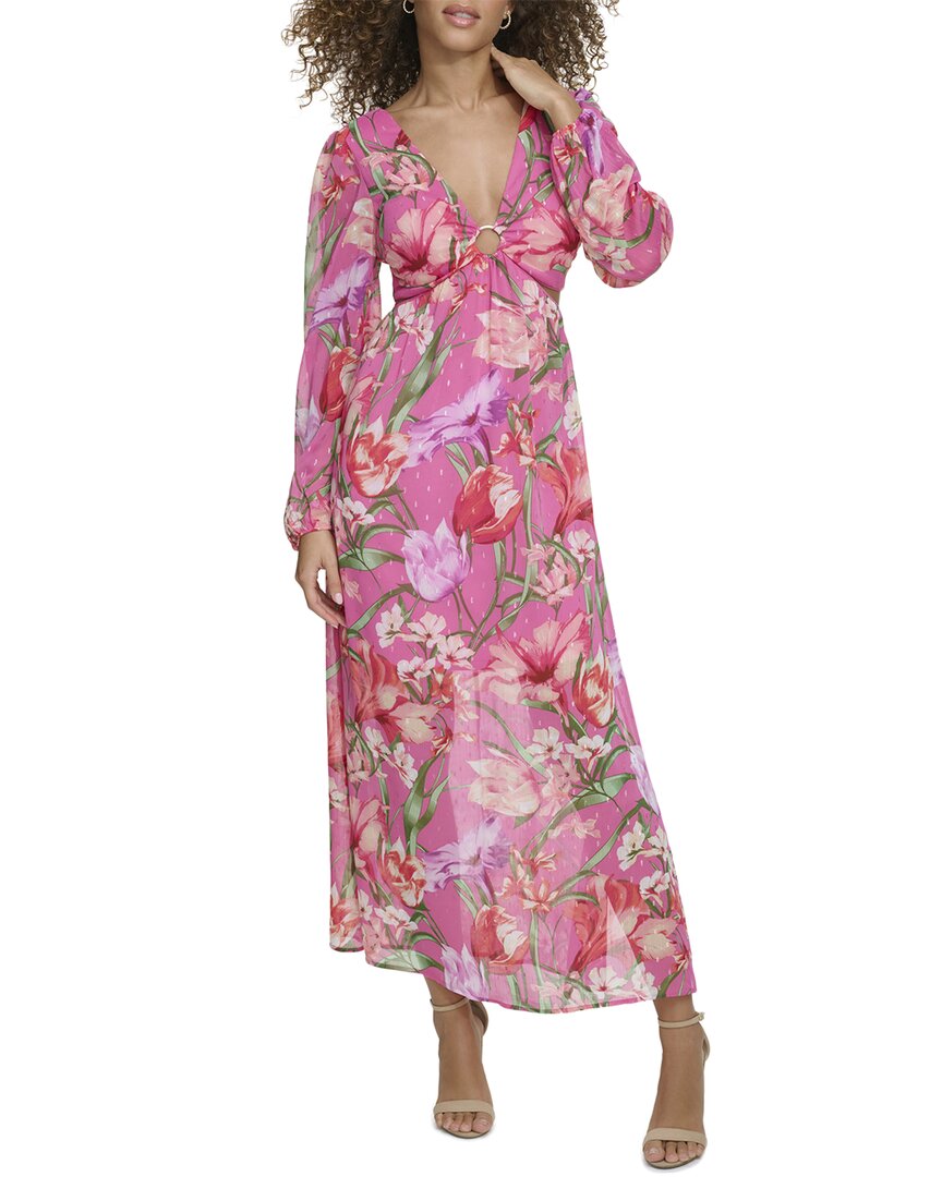 Siena Printed Lurex Clipped Chiffon Maxi Dress
