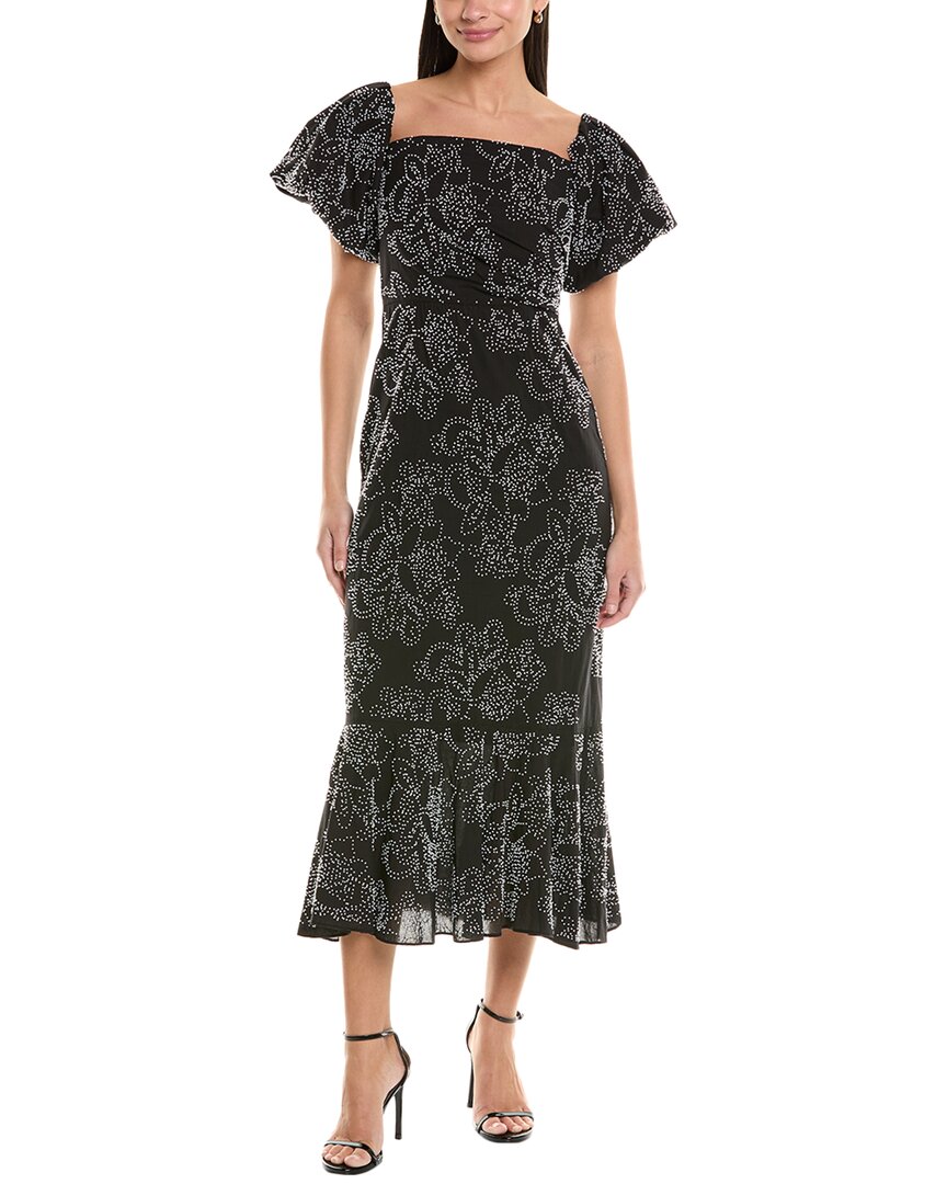 Shoshanna Brigette Beaded Midi Dress In Black