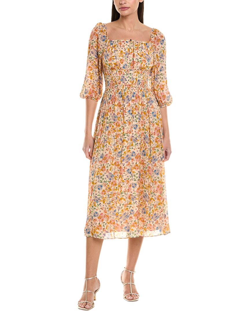 Shoshanna Celia Midi Dress In Orange