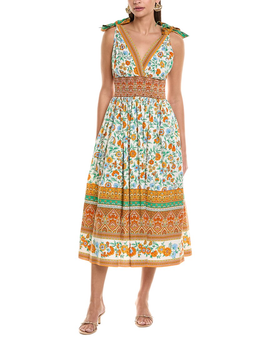 Shoshanna Bree Tie-shoulder Midi Dress In Orange