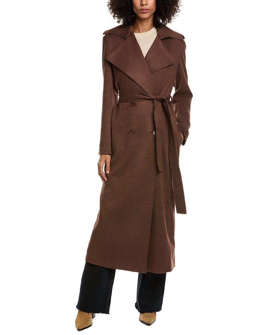 Bardot Kira Vegan Suede Trench Coat In Brown