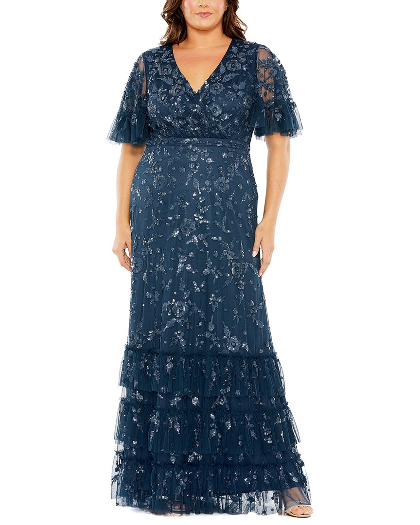 Mac Duggal Plus Womens Sequined Formal Evening Dress