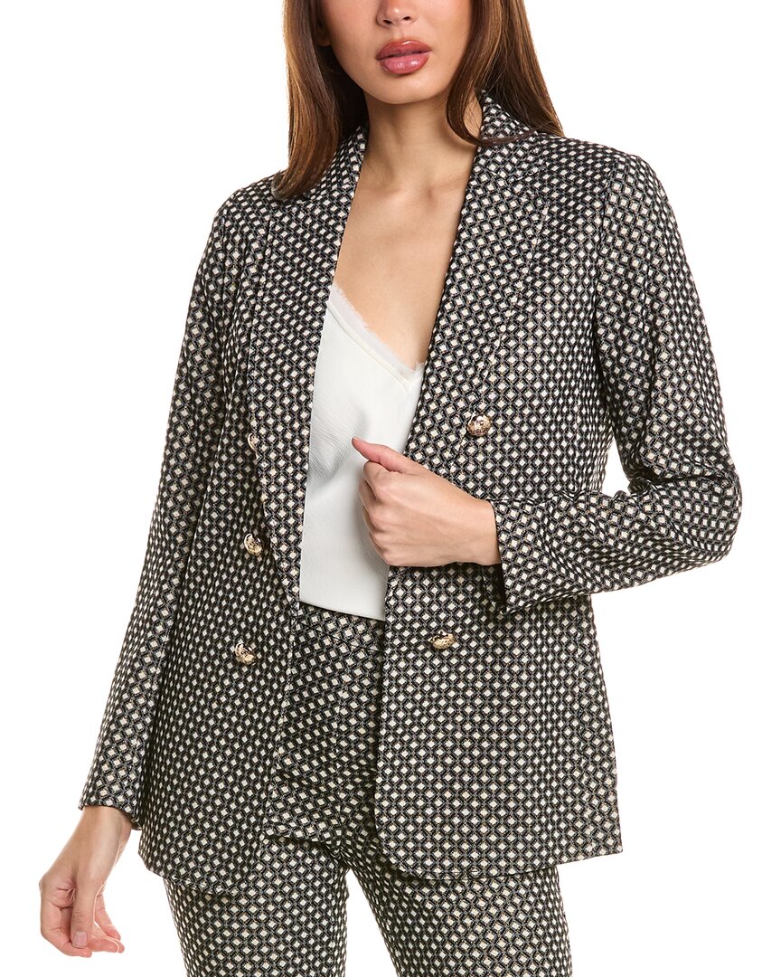 Anne Klein Metallic Open Front Blazer In Black