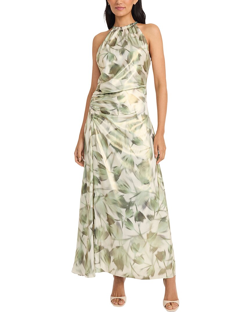 Maggy London Ruched Halter Neck Satin Gown
