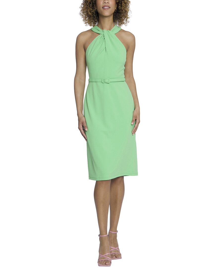 Maggy London Womens Textured Knee Length Halter Dress In Green