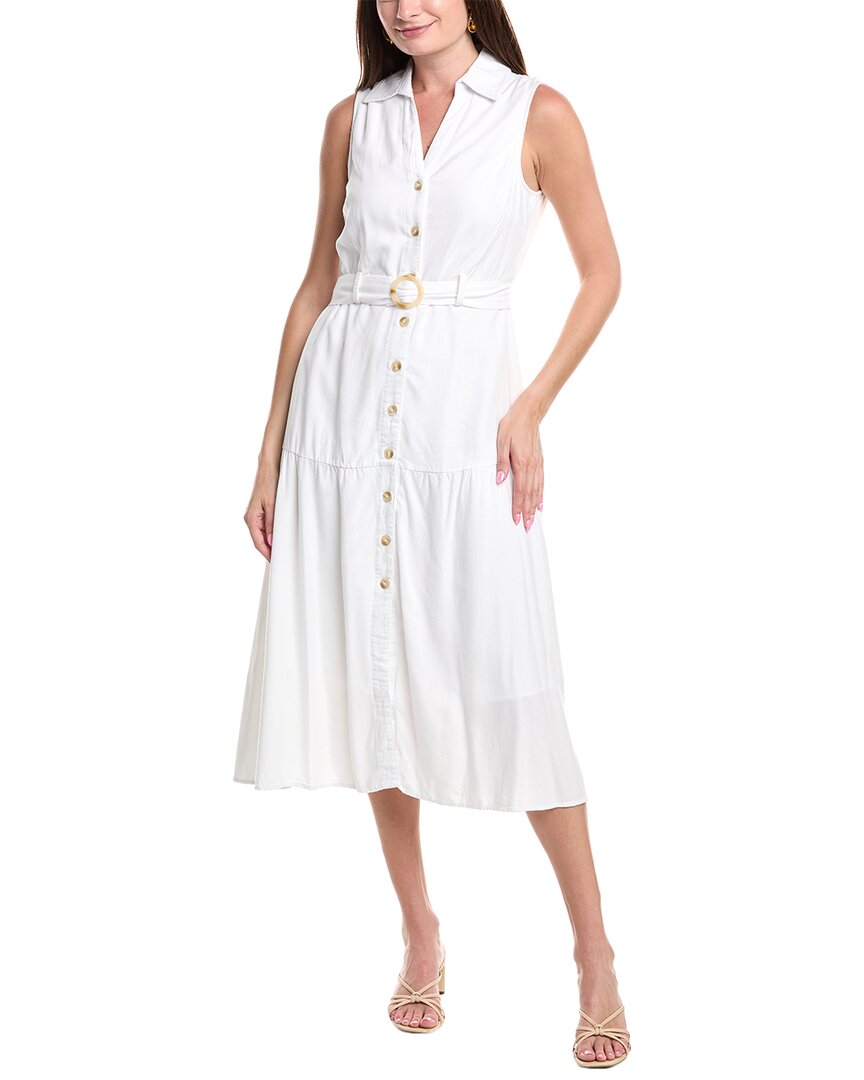 Nicole Miller Jade Linen-blend Midi Dress In White