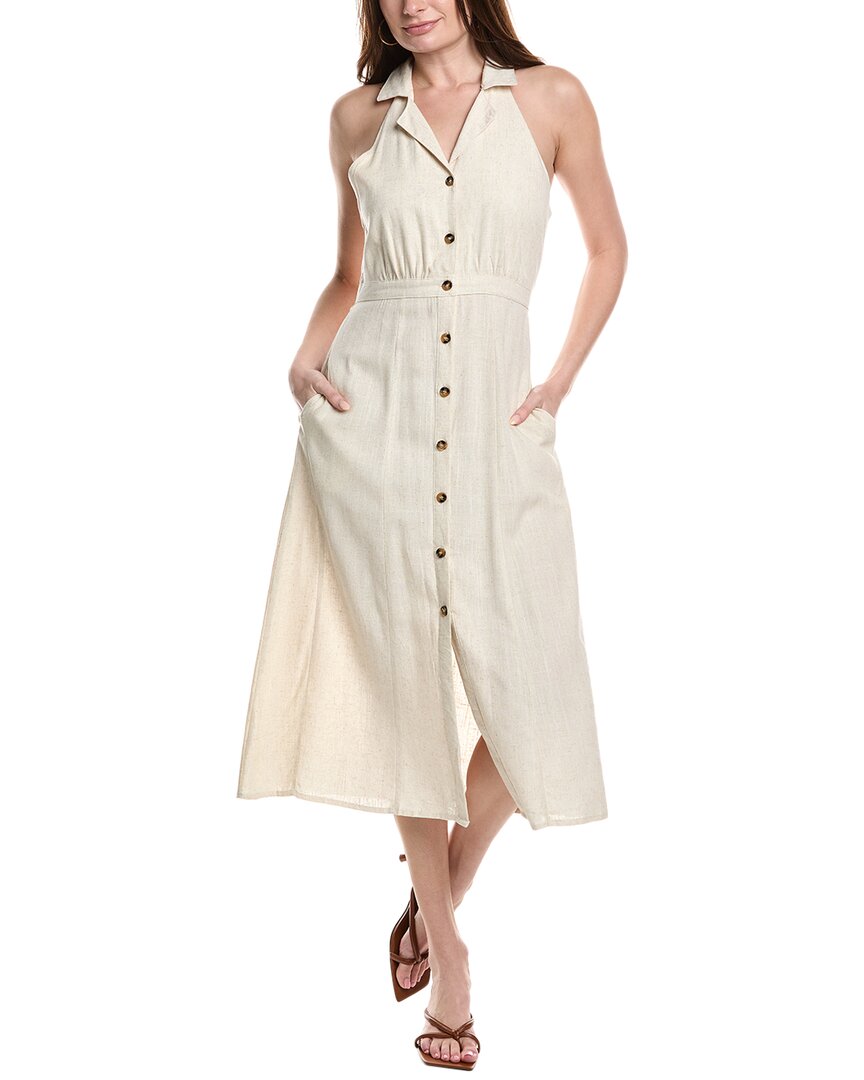 Maison Maar Linen-blend Midi Dress In Neutral