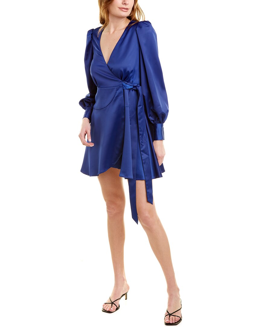 Shop One 33 Social One33 Social By Badgley Mischka Satin Wrap Cocktail Dress In Blue