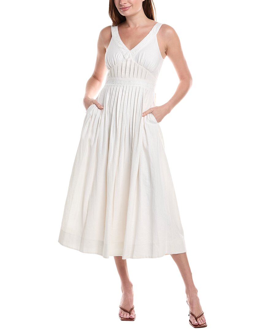 Shop Taylor Pleated Linen-blend Midi Dress