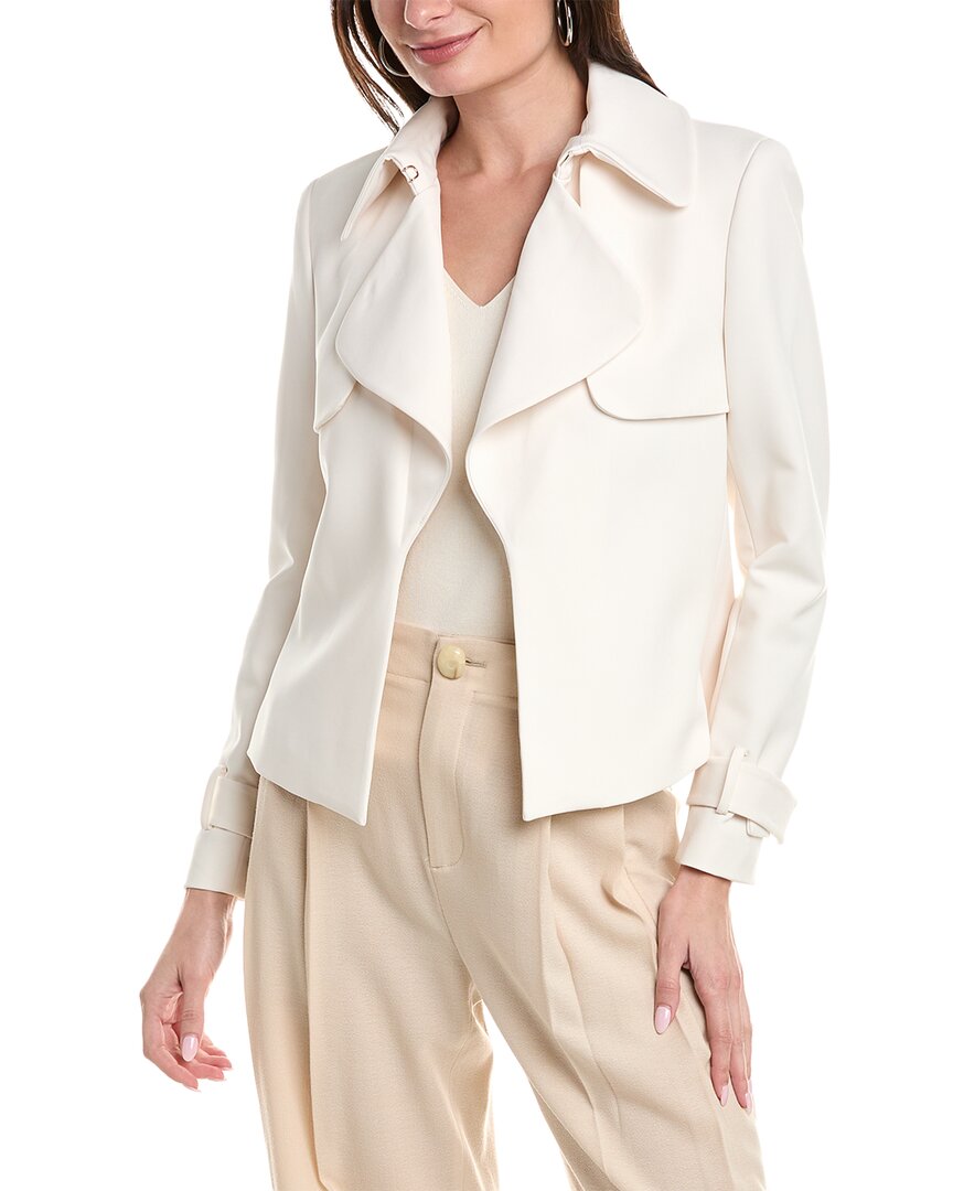 Shop Anne Klein Nehru Collar Cascade Trench Coat In White