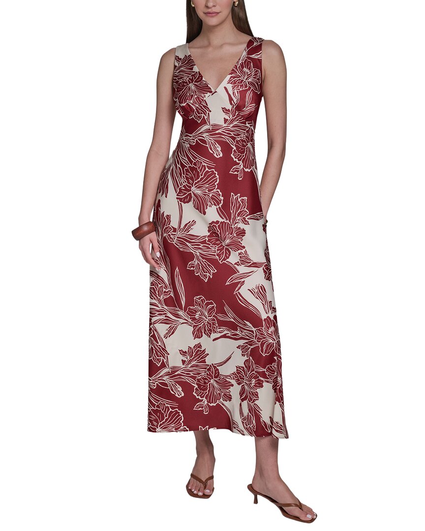 Halston Sleeveless V-neck Midi Dress