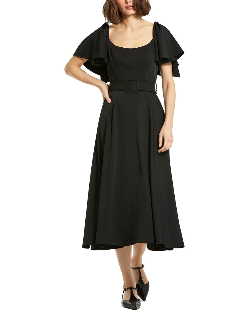 Mac Duggal Crepe Fitted Gown With Short Ruffle Sleeves