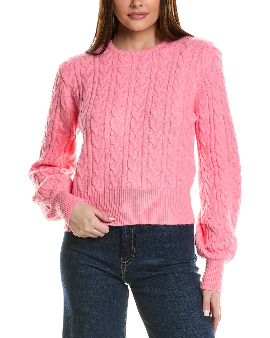 Alexia Admor Berli Balloon Sleeve Cable Knit Crop Sweater In Pink