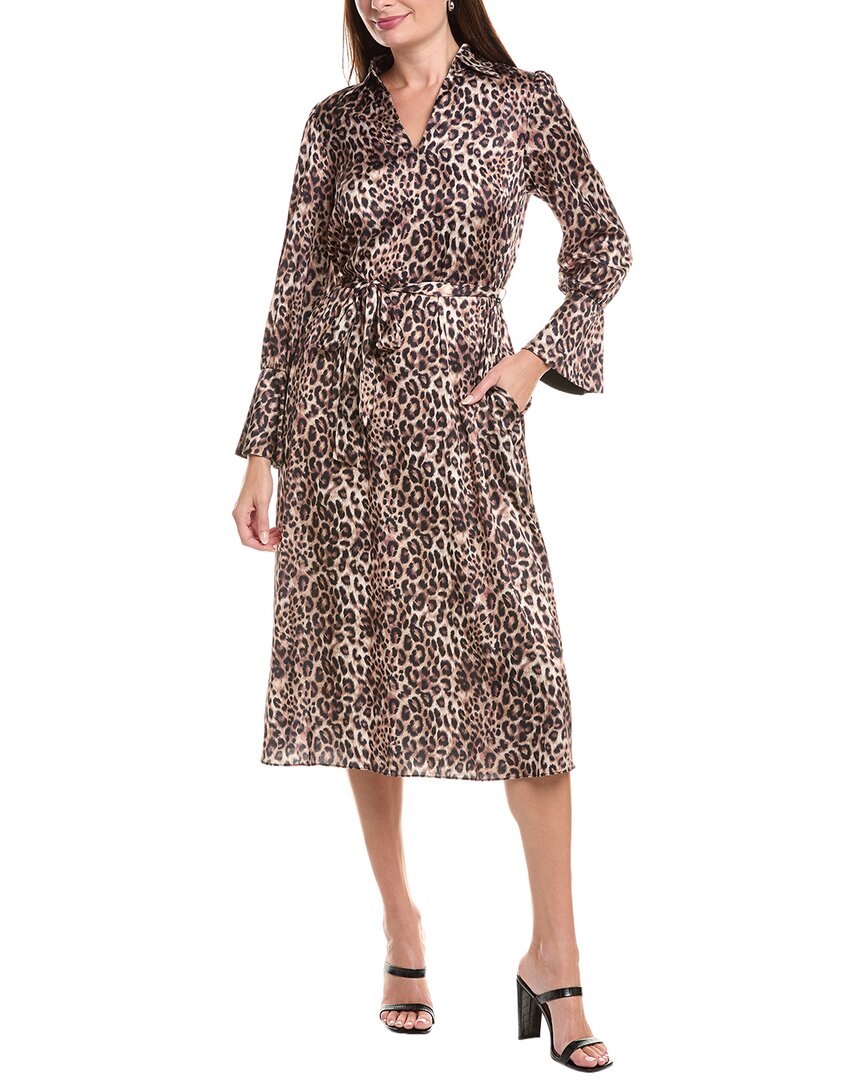 Julia Jordan Satin Midi Dress In Animal Print